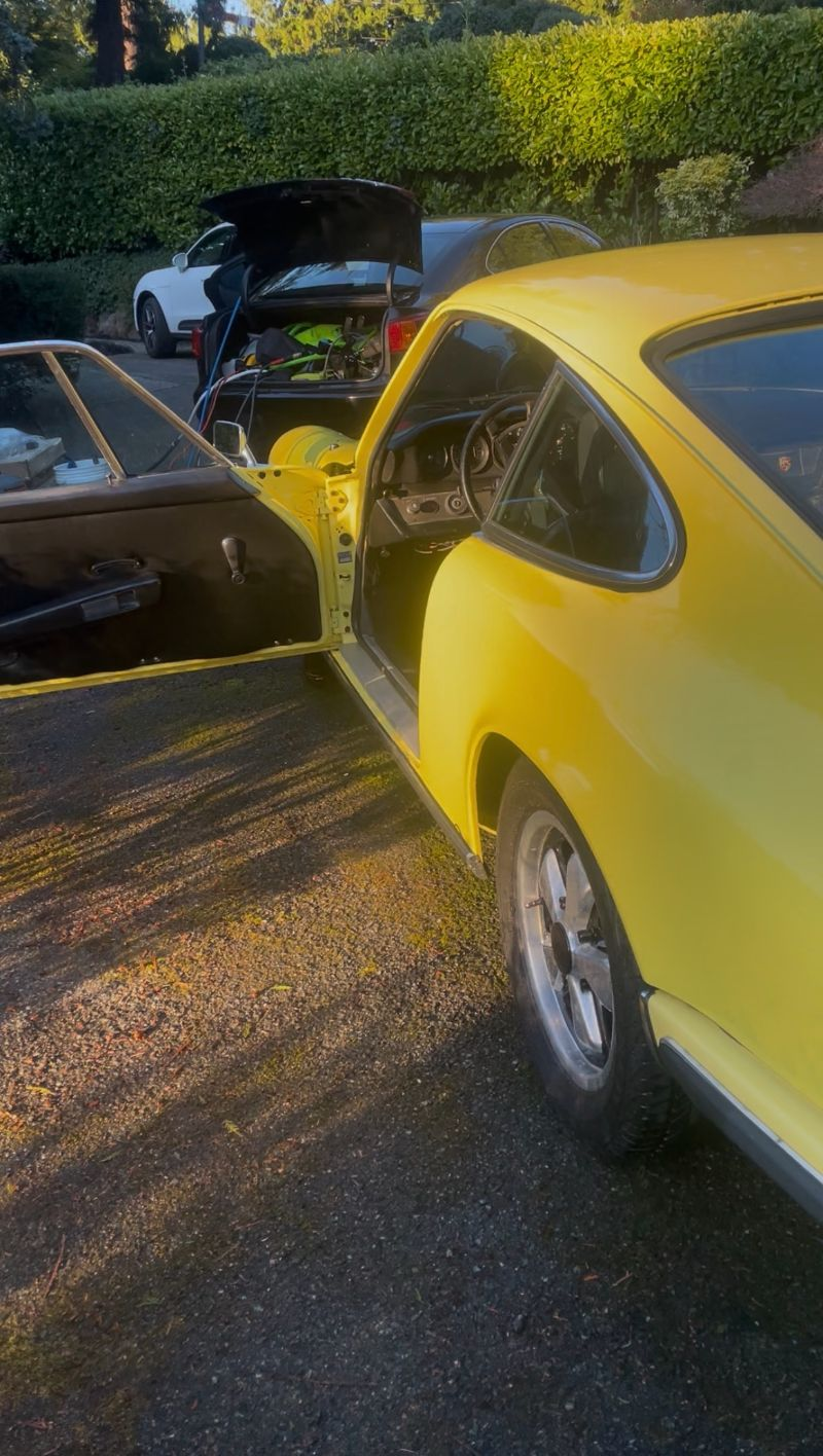 Yellow classic Porsche 911